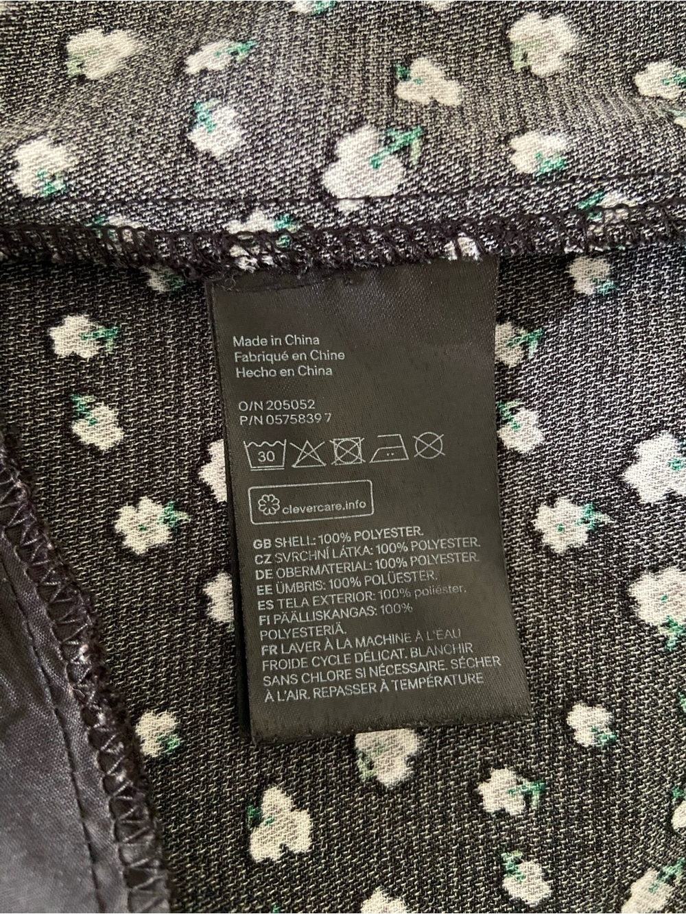 H&M Black Long Sleeve Dress with White Floral Print and Pockets Women’s Size 12 - Picture 9 of 10